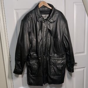 Christopher Rand Men's Black Leather Jacket Lined Black Large